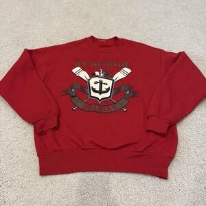 Vintage Carnival Cruise Holiday Crewneck Pullover Sweatshirt Red Women's Size S